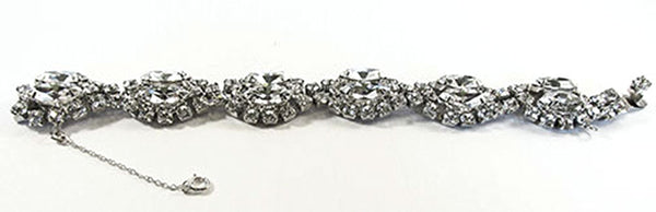 Kramer N.Y. Vintage Jewelry 1950s Mid-Century Diamante Silver Bracelet - Front