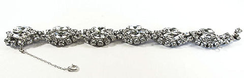 Kramer N.Y. Vintage Jewelry 1950s Mid-Century Diamante Silver Bracelet - Front