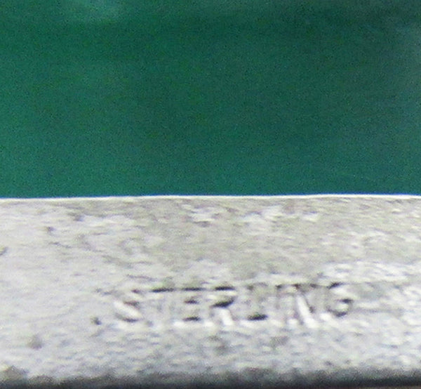 Vintage 1950s Jewelry Striking Sterling and Jade Geometric Pin - Sterling Mark