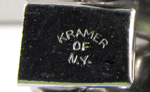 Kramer N.Y. Vintage Jewelry 1950s Mid-Century Diamante Silver Bracelet - Signature