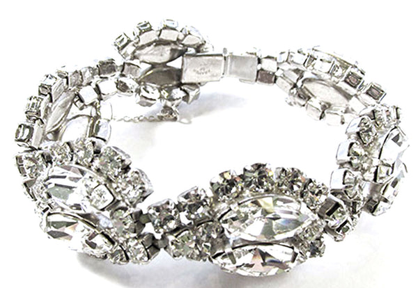 Kramer N.Y. Vintage Jewelry 1950s Mid-Century Diamante Silver Bracelet