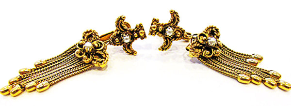 Vendome Vintage 1960s Flawless Onyx and Pearl Pin and Earrings Set - Earrings