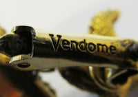 Vendome Vintage 1960s Flawless Onyx and Pearl Pin and Earrings Set - Signature - Thumbnail