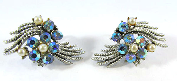 Coro Pegasus Vintage Jewelry 1950s Diamante Bracelet and Earrings Set - Earrings