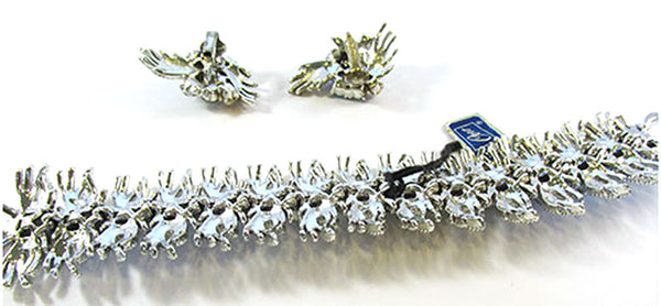 Coro Pegasus Vintage Jewelry 1950s Diamante Bracelet and Earrings Set - Back