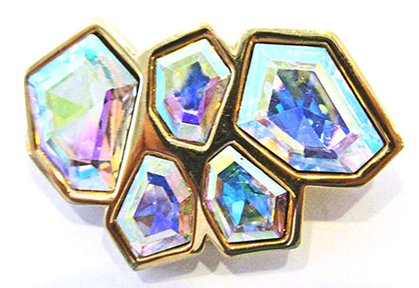 Swarovski Vintage Jewelry 1970s Avant-Garde Diamante Pin and Earrings - Pin