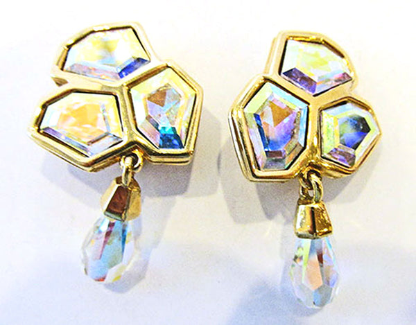 Swarovski Vintage Jewelry 1970s Avant-Garde Diamante Pin and Earrings - Earrings