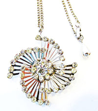 Sophisticated Coro Mid-Century Diamante Necklace, Earrings, and Pin - Necklace Front - Thumbnail