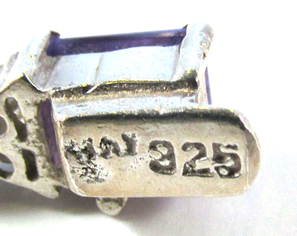 Vintage 1980s Contemporary Cubic Zirconia Sterling Silver Bracelet - Sterling Mark