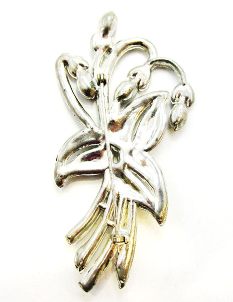 Vintage 1930s Jewelry Stunning Art Deco Diamante Floral Pin - Back