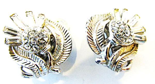 Crown Trifari 1950s Vintage Thistle Pin and Earrings Book Piece Set - Earrings