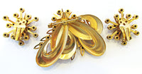 Kramer Vintage 1950s Designer Avant-Garde Rhinestone Pin and Earrings - Back - Thumbnail