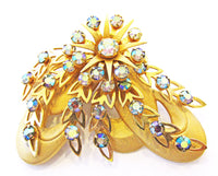 Kramer Vintage 1950s Designer Avant-Garde Rhinestone Pin and Earrings - Pin Front - Thumbnail
