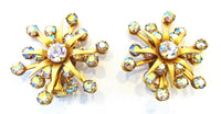 Kramer Vintage 1950s Designer Avant-Garde Rhinestone Pin and Earrings - Earrings Front - Thumbnail