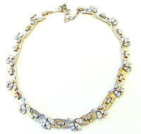 Vintage 1950s Crown Trifari Designer Floral Rhinestone Set - Necklace - Thumbnail