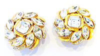 Vintage 1960s Avant-Garde Contemporary Style Diamante Pin and Earrings - Earrings - Thumbnail