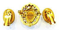 Vintage 1950s Jewelry Exceptional Diamante and Pearl Pin and Earrings - Back - Thumbnail