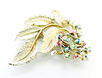 Vintage Jewelry Mid-Century Contemporary Diamante Floral Spray Pin - Front - Thumbnail