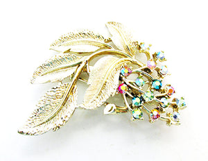 Vintage Jewelry Mid-Century Contemporary Diamante Floral Spray Pin - Front