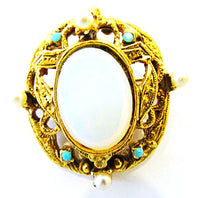 Vintage 1950s Jewelry Exceptional Diamante and Pearl Pin and Earrings - Pin - Thumbnail