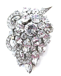 Weiss 1950s Vintage Jewelry Superb Mid-Century Diamante Floral Pin - Front - Thumbnail