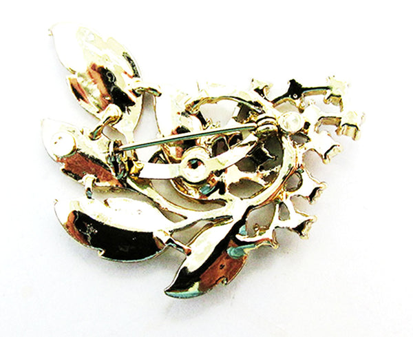 Vintage Jewelry Mid-Century Contemporary Diamante Floral Spray Pin - Back