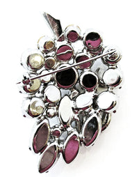 Weiss 1950s Vintage Jewelry Superb Mid-Century Diamante Floral Pin - Back - Thumbnail