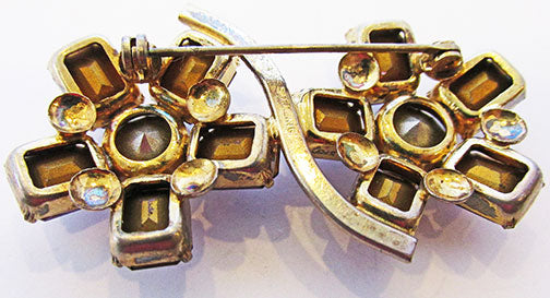 Vintage 1940s Distinctive Retro Sterling Vermeil Double Floral Pin