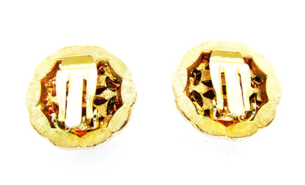 Vintage 1970s Costume Jewelry Wardrobe Friendly Gold Button Earrings - Back