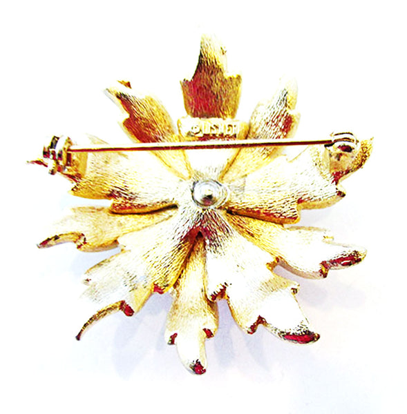 Lisner 1950s Vintage Jewelry Flawless Mid-Century Diamante Floral Pin - Back