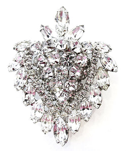 Weiss 1950s Designer Jewelry Magnificent Mid-Century Diamante Leaf Pin - Front