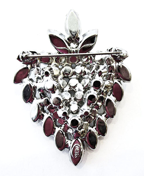 Weiss 1950s Designer Jewelry Magnificent Mid-Century Diamante Leaf Pin - Back