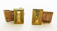 Men's 1960s Jewelry Mid-Century Eye-Catching Embossed Gold Cufflinks - Front - Thumbnail