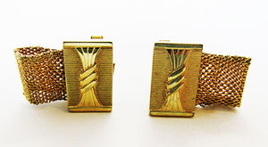 Men's 1960s Jewelry Mid-Century Eye-Catching Embossed Gold Cufflinks - Front