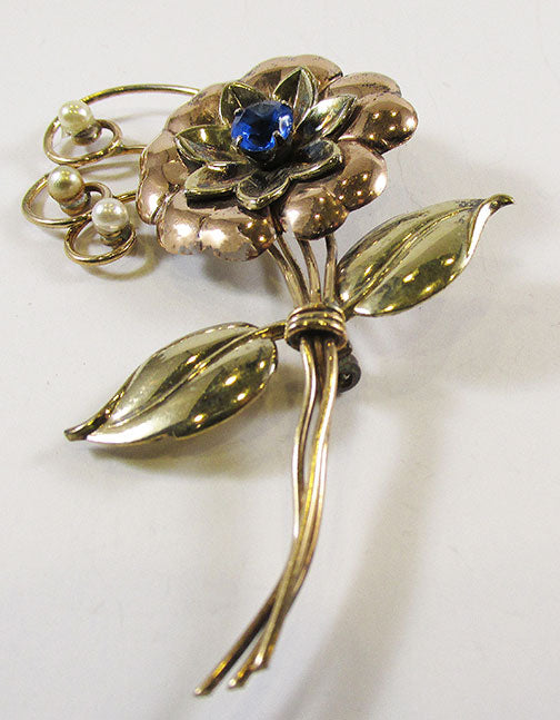 Harry Iskin Vintage Dazzling1940s Gold Filled Floral Bouquet Pin
