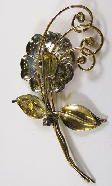 Harry Iskin Vintage Dazzling1940s Gold Filled Floral Bouquet Pin