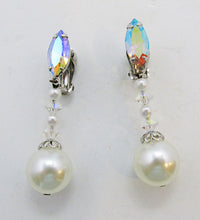 Lewis Segal Vintage Rare Glamorous Rhinestone and Pearl Drop Earrings - Thumbnail