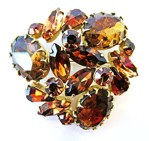 Regency 1950s Vintage Jewelry Dazzling Shades of Autumn Diamante Pin - Front