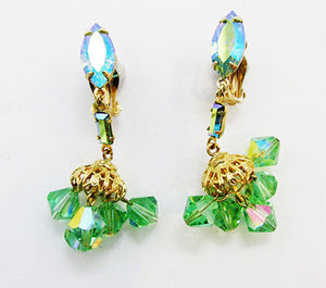 Lewis Segal 1960s Designer Diamante and Crystal Bead Earrings - Front