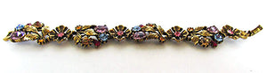 Hollycraft Vintage Jewelry 1950s Multi-Colored Diamante Bracelet - Front