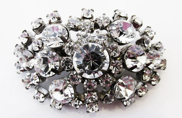 Vintage 1950s Mid-Century Sparkling Clear Diamante Pin - Front
