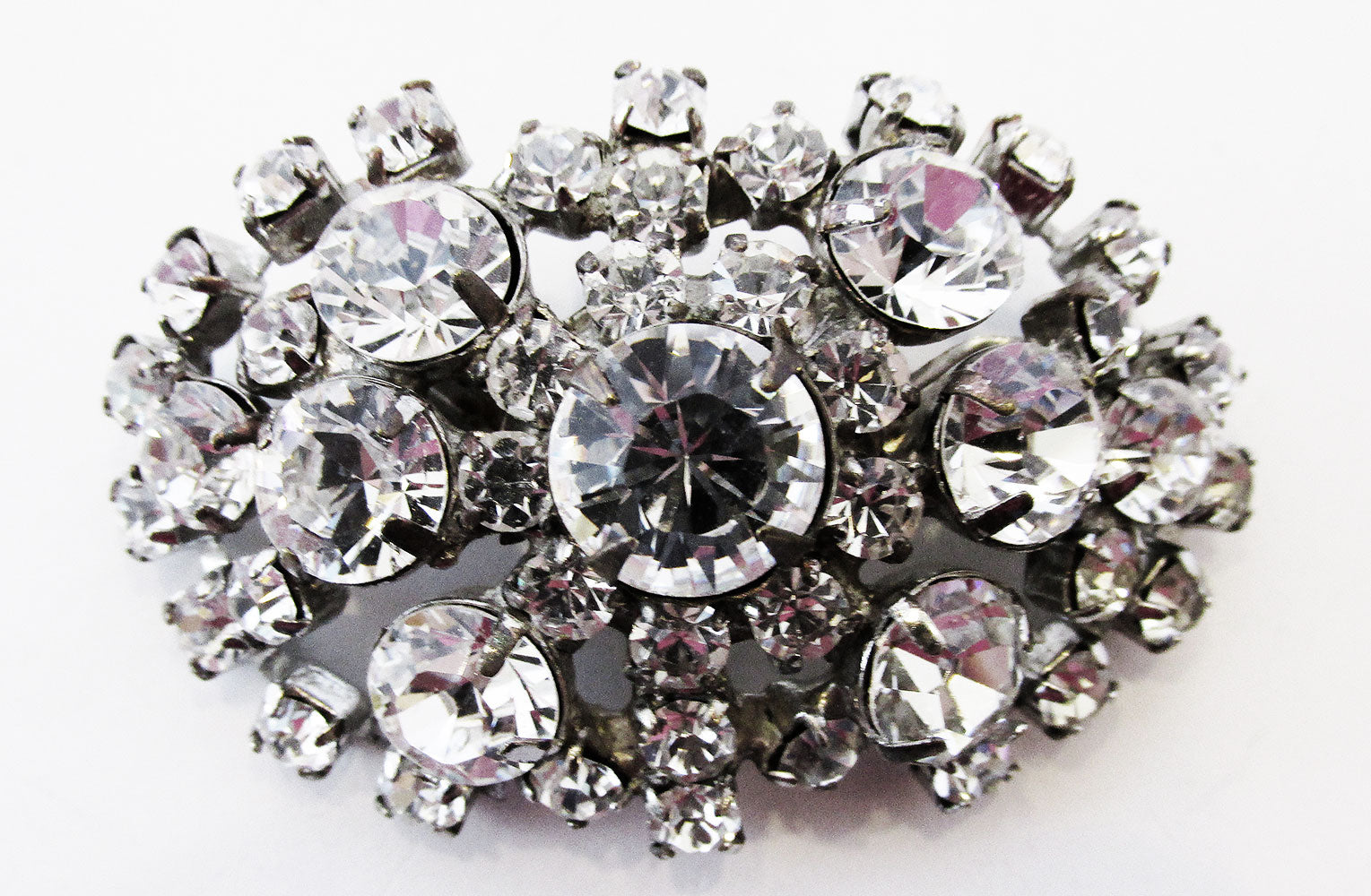 Vintage 1950s Mid-Century Sparkling Clear Diamante Pin - Front