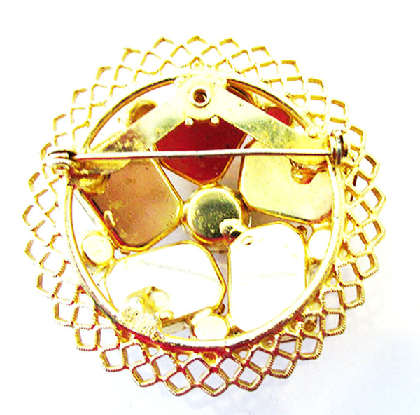 Vintage 1950s Jewelry Bold Mid-Century Citrine and Topaz Diamante Pin - Back
