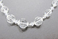 Vintage 1940s Jewelry Sparkling Clear Lead Crystal Bead Necklace - Close Up - Thumbnail