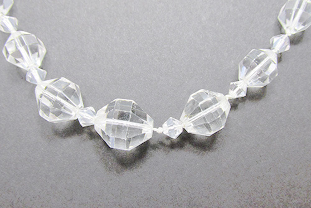 Vintage 1940s Jewelry Sparkling Clear Lead Crystal Bead Necklace