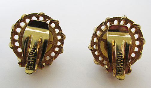Kramer Vintage Outstanding Retro Pearl Cabochon Button Earrings