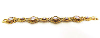 Mid-Century Vintage Jewelry 1950s Purple Diamante Floral Bracelet - Front - Thumbnail