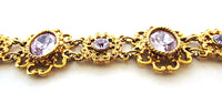 Mid-Century Vintage Jewelry 1950s Purple Diamante Floral Bracelet - Close Up - Thumbnail