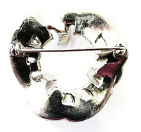Vintage 1950s Jewelry Distinctive Diamante and Pearl Circle Pin - Back - Thumbnail