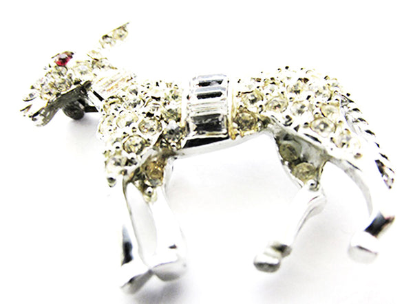 Vintage 1960s Jewelry Adorable Mid-Century Diamante Donkey Pin - Front